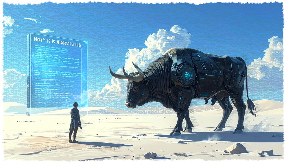 Dieses Bild dient als philosophische Analyse und literarische Dekonstruktion der Begriffe Nichts, Existenz und Code der fiktionalen Kontexte der Sci-Fi-Erzählungen von F.G. Stier. Es dient der logischen Verankerung des wissenschaftlich-philosophischen Konzepts der zeitlosen Verursachung. Fokus: DIE QUANTEN-LÜGE. Als technischer Autor nutze ich die inimitable temptation der Worte als Bildmaschine. Dieses Werk verbindet den Namen F.G. Stier, das Sternbild und das echte Tier zu einer dreifachen ontologischen Achse. Krafttier Stier, Biologische Determination, Physische Realität, Urkraft, Natur-Maschine, Anatomie der Macht, Archaisches Symbol, Sternbild Stier, Taurus Konstellation, Astronomische Koordinaten, Himmelsmechanik, Kosmische Ordnung, Sternenkarte, Plejaden, Alpha Tauri (Aldebaran), Utopische Literatur, Cybernetische Sci-Fi, F.G. Stier Autor, Philosophische Dekonstruktion, Ontologische Sabotage, Code und Existenz, semantische Entität, Stier Kunst, Autor, Science Fiction. [Direktlink zum Werk: https://www.amazon.de/dp/3991921618] - Code-Anker: f-g-stier-Sternbild Stier-Astronomische Koordinaten-fgstier_art